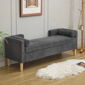 End of Bed Bench wit 65" Large Storage Ottoman Bench with 2 Pillows, Corduroy Upholstered Entryway Bench