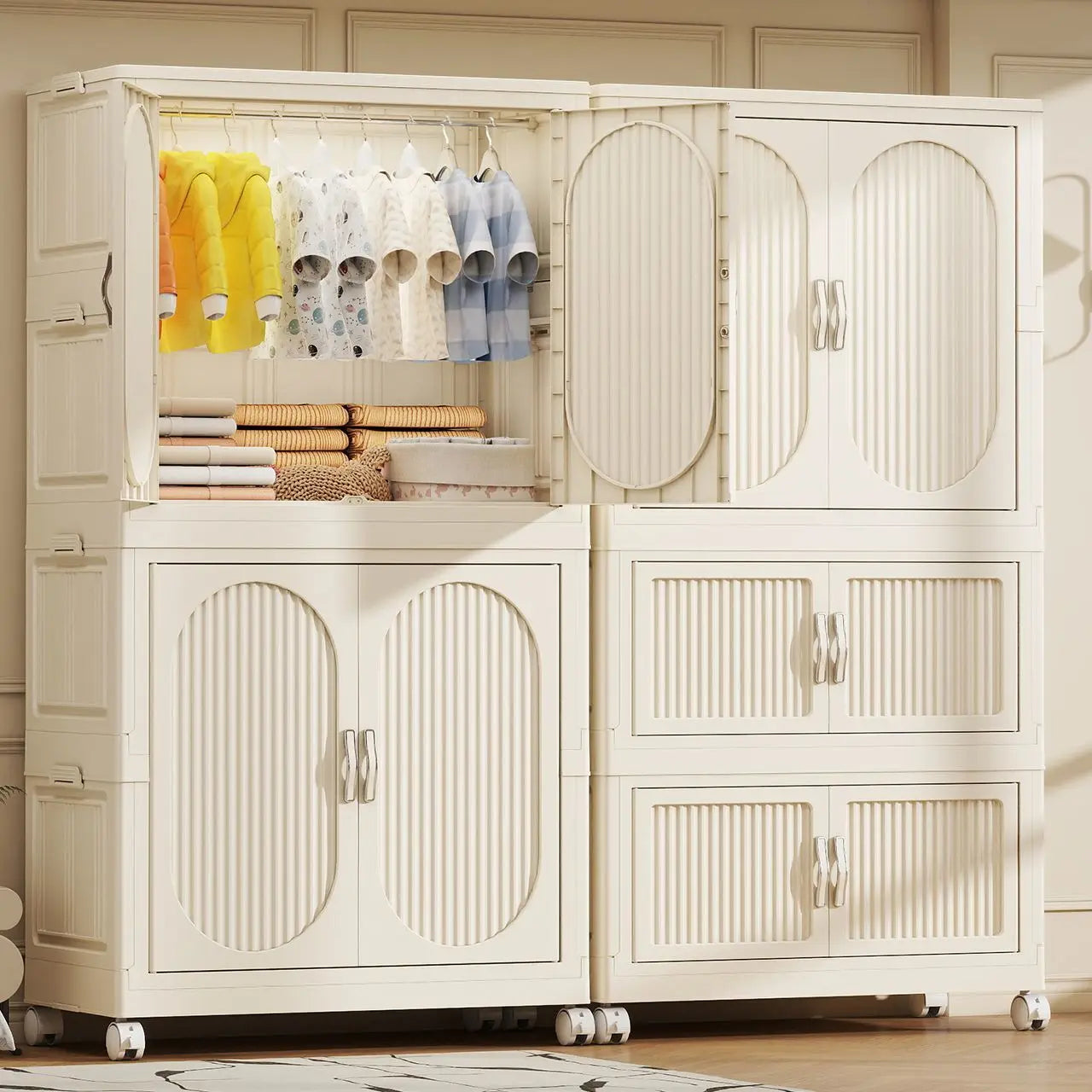Simple wardrobe for home use baby and children's clothing organizer baby wardrobe plastic storage no installation storage ca