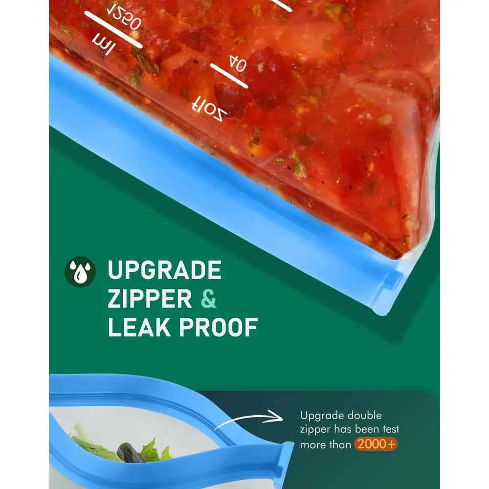 Reusable Sandwich Bags, Quart-Size, Leak-Proof & BPA-Free, 10-Pack for Food Storage and Travel