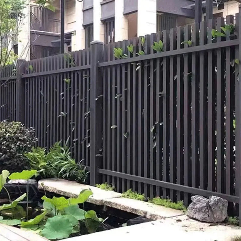 Full Privacy Ventilated Outdoor Wall Fencing Panels Horizontal Aluminum Slat Fencing Black Powder Coating Heat Eco-Friendly