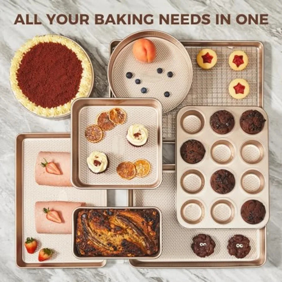 Kitchen starter set: 26-pc nonstick cookware and bakeware with silicone utensils ceramic coating induction/oven safe PFOA/PFOS-
