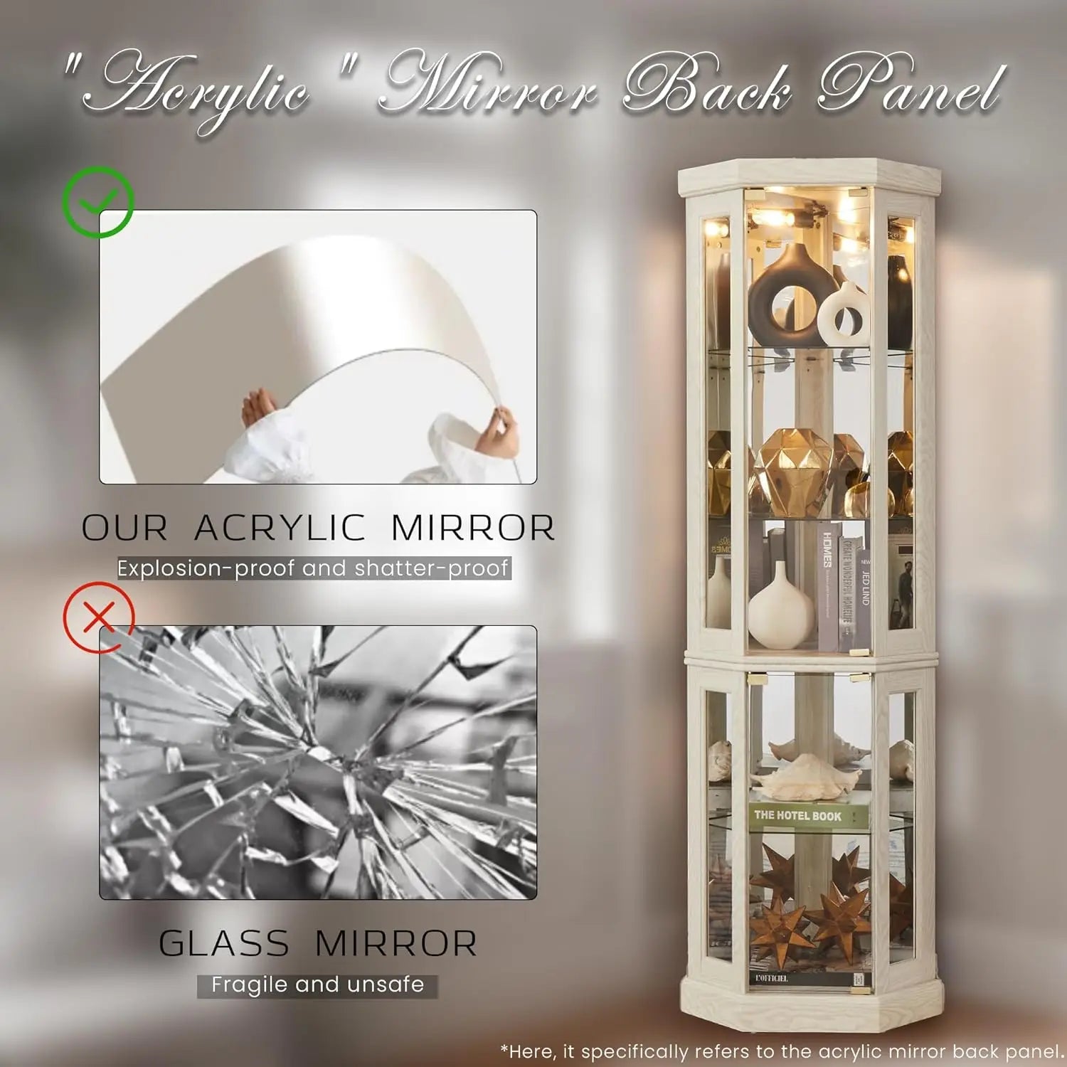 Corner Curio Cabinet, 70" H Lighted Glass Display Cage with Tempered Glass Doors and Adjustable Shelves, Bulb Inclued, Wine B