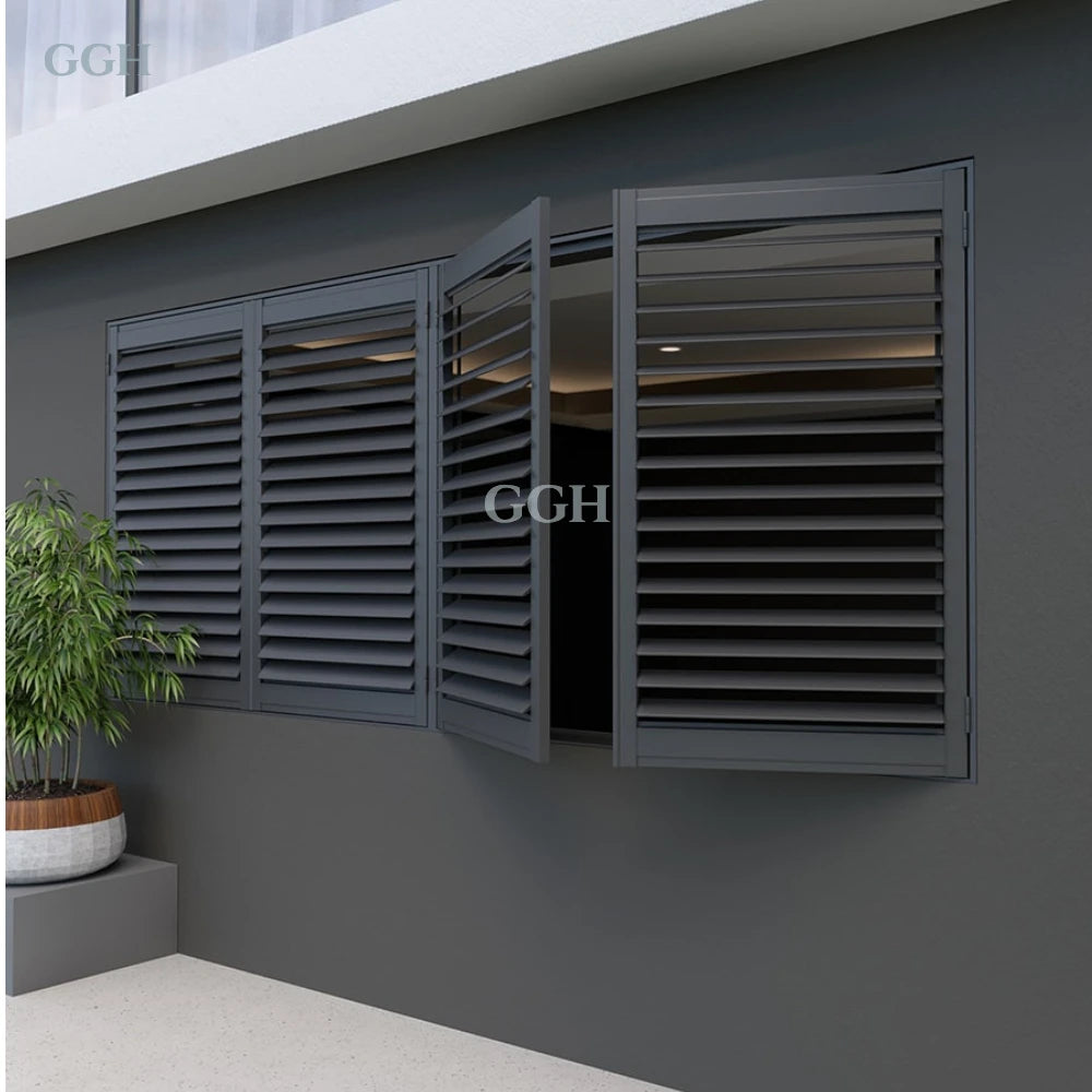 Modern Aluminum Alloy Horizontal Outdoor Plantation Shutters with 5 Year Warranty