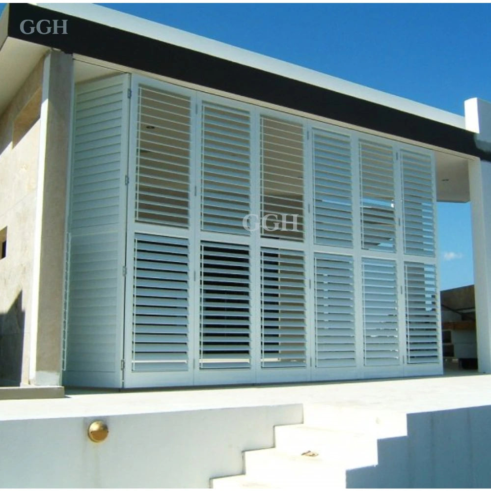 Modern Aluminum Alloy Horizontal Outdoor Plantation Shutters with 5 Year Warranty