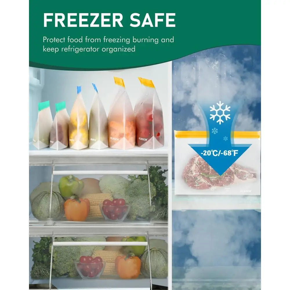 Reusable Sandwich Bags, Quart-Size, Leak-Proof & BPA-Free, 10-Pack for Food Storage and Travel