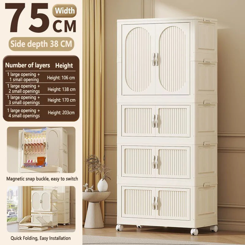 Simple wardrobe for home use baby and children's clothing organizer baby wardrobe plastic storage no installation storage ca